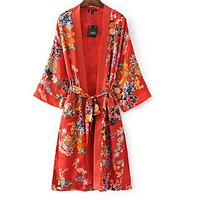 womens casualdaily vintage simple summer fall trench coat floral round ...