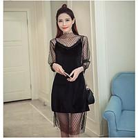 womens going out party cute chinoiserie sheath dress solid round neck  ...