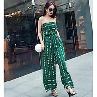 Women\'s Going out Holiday Jumpsuits, Street chic Loose Wide Leg Polka Dot Spring Summer