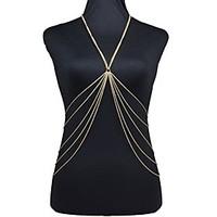 Women\'s Body Jewelry Belly Chain Body Chain Harness Necklace Gold Plated Fashion Sexy Bikini Crossover Golden Jewelry Daily Casual 1pc