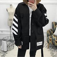 womens going out street chic spring jacket letter stand long sleeve re ...