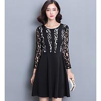 womens going out party cute sheath lace dress solid round neck above k ...