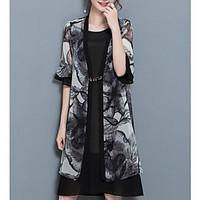 womens casualdaily street chic summer trench coat floral shawl lapel s ...