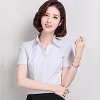 Women\'s Plus Size Office Lady Solid Short Sleeve T Shirt OL Shirt