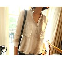 womens going out casualdaily work simple street chic shirt print v nec ...