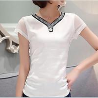 womens casualdaily party holiday simple street chic shirt embroidered  ...