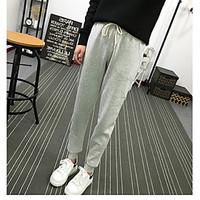 womens mid rise strenchy chinos sweatpants pants active simple harem p ...