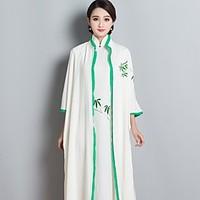 womens party chinoiserie swing dress embroidered v neck midi sleeve ot ...