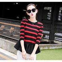 womens casualdaily cute spring fall cloakcapes striped round neck long ...