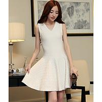 womens casualdaily simple a line dress solid v neck above knee sleevel ...