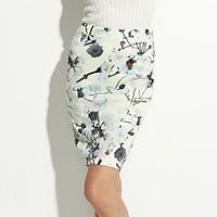 Women\'s Floral White Skirts, Simple Knee-length