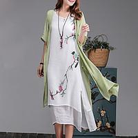 womens plus size casualdaily simple swing dress floral round neck midi ...