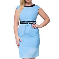 Women\'s Plus Size Work Party Vintage Bodycon Dress, Color Block Round Neck Knee-length Above Knee Short Sleeve Cotton Polyester SummerHigh