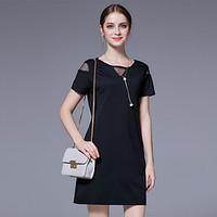 womens going out casualdaily sexy shift dress solid round neck above k ...