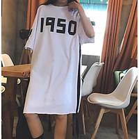 womens casualdaily vintage shift dress letter round neck midi length s ...