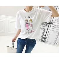 womens going out casualdaily simple t shirt letter round neck length s ...