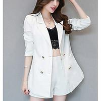 womens casualdaily cute spring blazer pant suits solid shirt collar lo ...