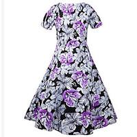 womens casualdaily loose dress floral round neck above knee short slee ...