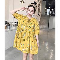 Women\'s Casual/Daily Simple Chiffon Dress, Floral V Neck Mini Above Knee Short Sleeve Others Spring Summer High Rise Micro-elastic Thin