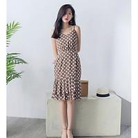 womens casualdaily simple chiffon dress print v neck knee length sleev ...