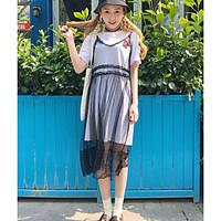 womens going out casualdaily simple t shirt dress patchwork embroidere ...