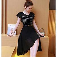 womens casualdaily sheath dress striped round neck above knee short sl ...