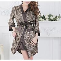 Women Robes Nightwear, Retro Leopard-Medium Nylon Women\'s