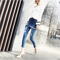 womens mid rise micro elastic jeans pants street chic simple skinny so ...