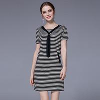 womens going out casualdaily cute shift dress striped round neck above ...