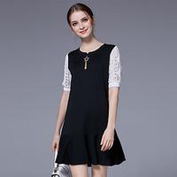 womens going out casualdaily sexy a line dress solid round neck above  ...