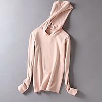 womens casualdaily hoodie solid hooded micro elastic polyester spandex ...