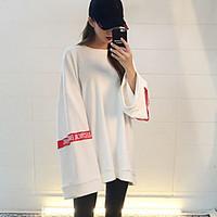 womens casualdaily sweatshirt solid letter round neck inelastic cotton ...