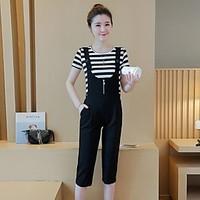 womens casualdaily simple summer t shirt pant suits solid round neck s ...