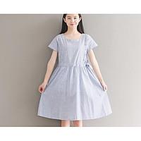 womens casualdaily simple loose dress solid round neck knee length sho ...