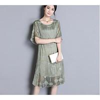 womens casualdaily loose dress floral round neck above knee short slee ...