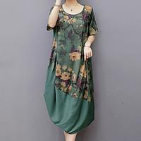 womens plus size casualdaily street chic loose dress floral round neck ...
