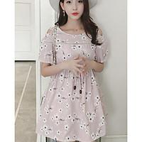 womens casualdaily a line dress print round neck above knee short slee ...