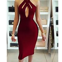 Women\'s Party Club Sexy Bodycon Dress, Solid Deep V Asymmetrical Sleeveless Cotton Summer High Rise Micro-elastic Thin