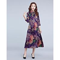 womens casualdaily sophisticated a line dress floral stand midi length ...