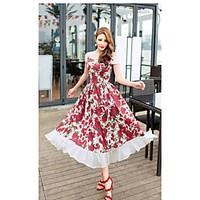 womens going out beach cute swing dress floral boat neck midi sleevele ...