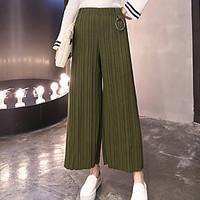 womens loose wide leg chinos pants casualdaily simple solid pleated hi ...