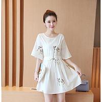 womens casualdaily sheath dress floral round neck above knee short sle ...