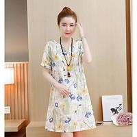 womens casualdaily sheath dress floral round neck above knee short sle ...