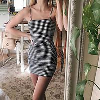 womens going out casualdaily sexy street chic bodycon dress check stra ...