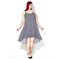 womens plus size casualdaily simple swing dress print strap knee lengt ...