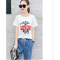Women\'s Going out Casual/Daily Holiday Vintage Cute Street chic Summer T-shirt Pant Suits, Print Letter Round Neck Short Sleeve