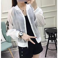 womens going out cute summer jacket solid stand long sleeve regular co ...