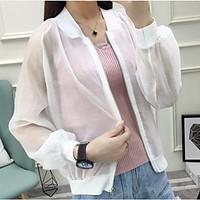 womens going out cute summer jacket solid stand long sleeve regular co ...