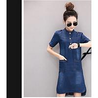 womens going out simple a line dress solid round neck maxi short sleev ...