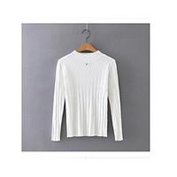 womens going out regular pullover solid round neck long sleeve silk sp ...
